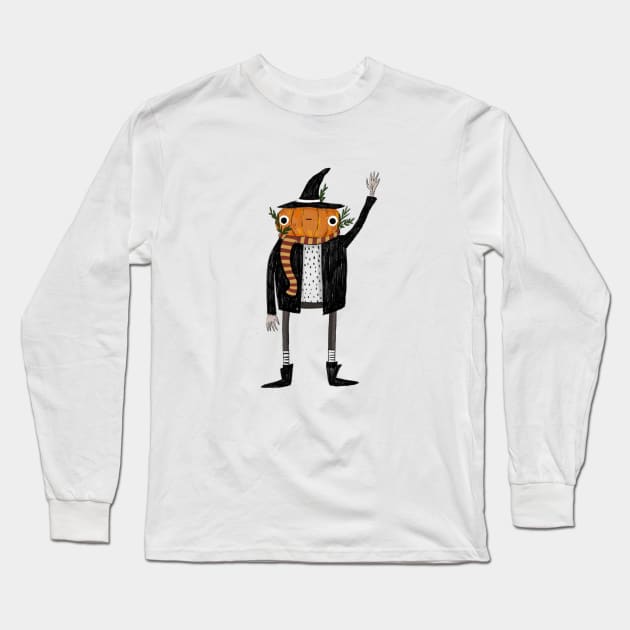 Pumpkin Head Long Sleeve T-Shirt by chiarodiluna